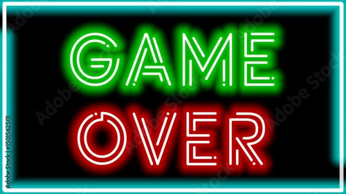 Neon flashing GAME OVER and two neon progress 