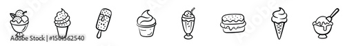 Pastry and Dessert Outline Icons