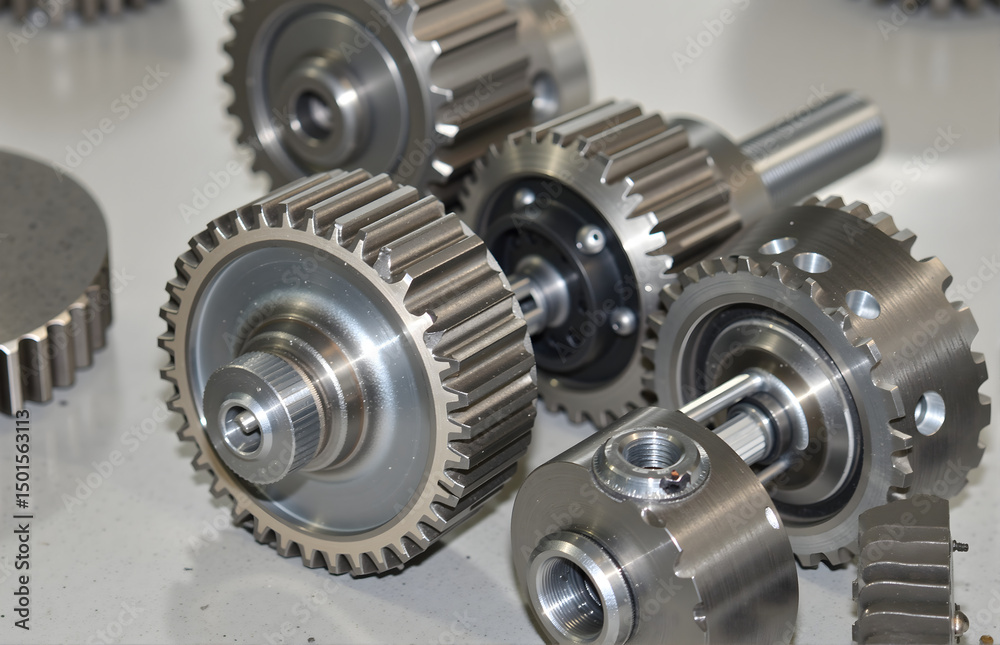 Close - up of Metallic Gears in an Industrial Setting Close - up of Metallic Gears in an Industrial Setting