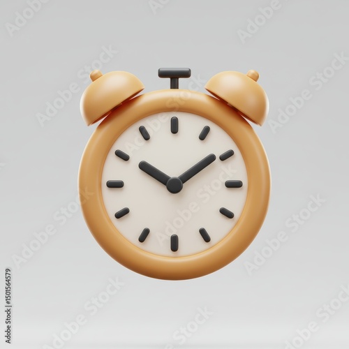 A charming 3D-rendered alarm clock, rendered in a vintage style, ready for the day.