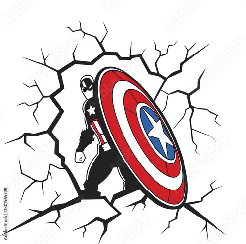 Captain America Shield Wall Crash Decal