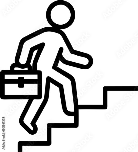 Business icon briefcase steps moving forward