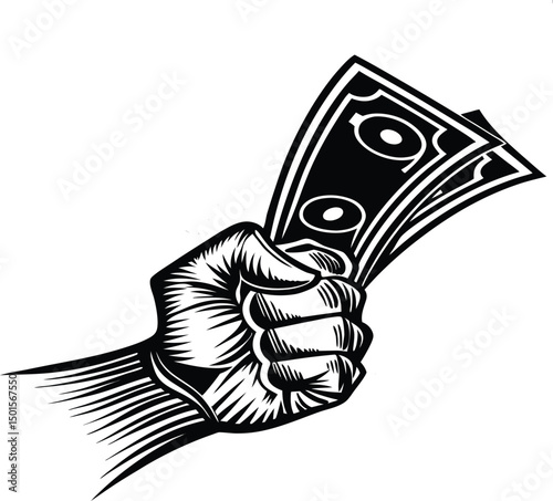 Clenched Fist Holding Money Illustration