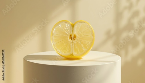 A photograph showcases a halved glass lemon in pale yellow