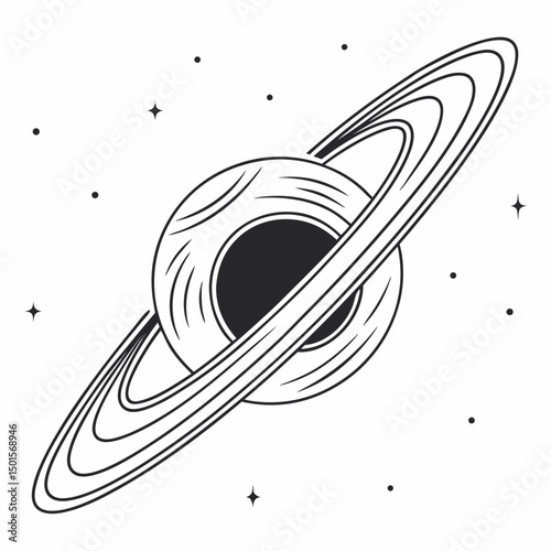 Professional saturn planet illustration, isolated cutout, transparent background