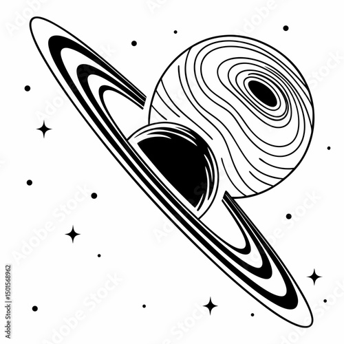 Celestial ringed planet cosmic art space