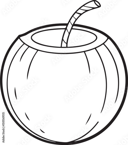 Coconut line art vector