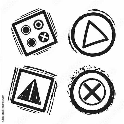 Professional game controller symbols isolated on white