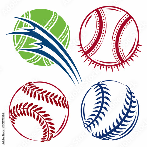 Abstract baseball designs sport icons graphic