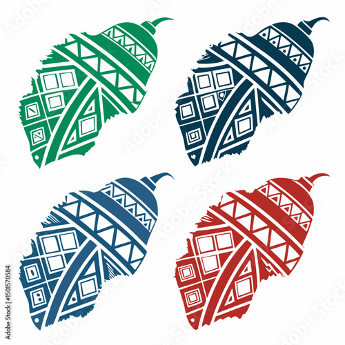 Ornate bell shapes tribal geometric pattern design