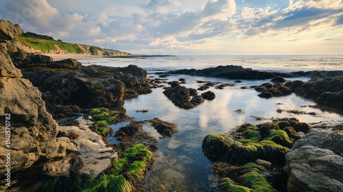 Wallpaper Mural Serene Coastal Sunset: Tide Pools and Rocky Shore Torontodigital.ca
