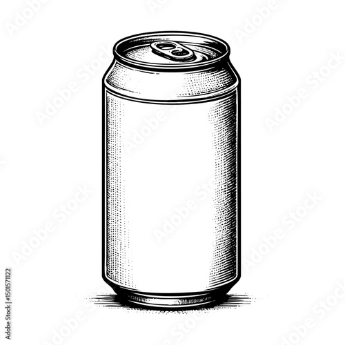 soda can sketch engraving sketch engraving black and white outline. Scratch board imitation.  illustrated in vintage line art style on a white background.