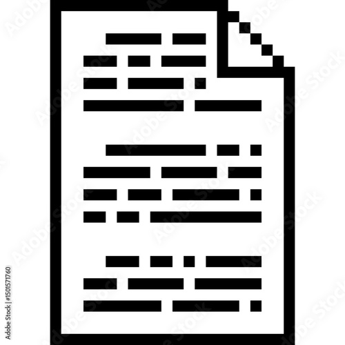 Pixel Art Document Icon with Text - Retro 8-bit Style File illustration 