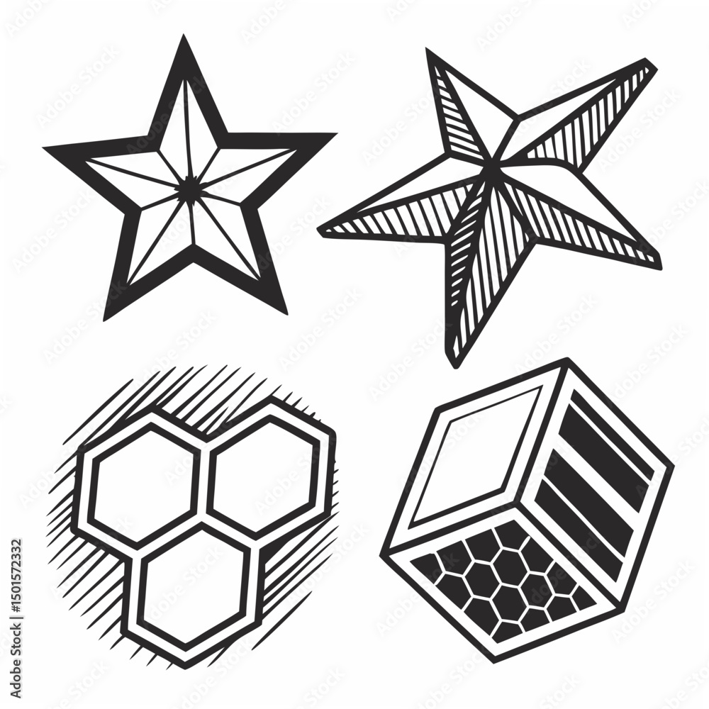 Fototapeta premium Professional geometric shapes set isolated cutout design elements