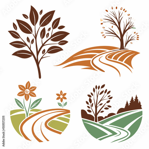Nature landscapes trees flowers rural scenery