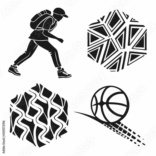 Active lifestyle sports travel urban abstract design