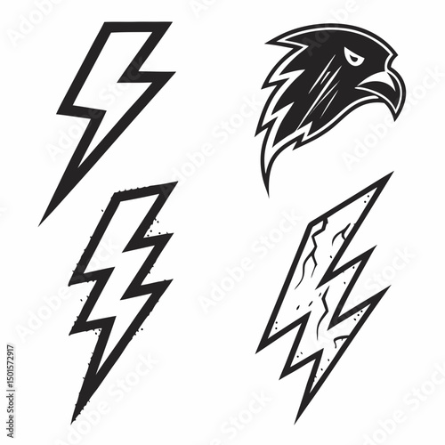 Lightning bolt eagle head graphic design elements