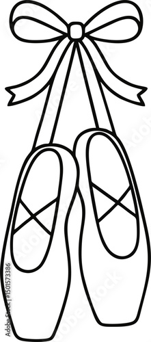 Ballet shoes dance beneath ribbon bow