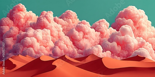 Pink Clouds Desert Landscape