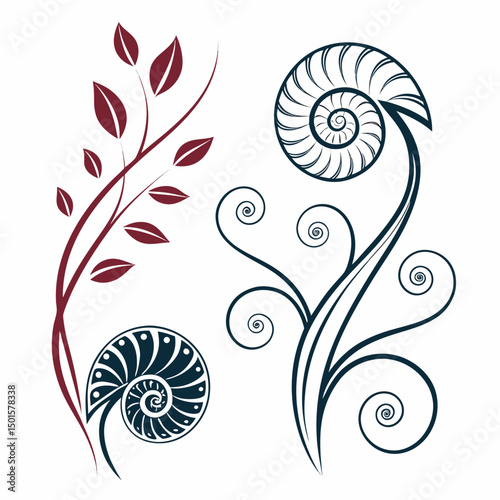 Elegant nautiluses and branch design element