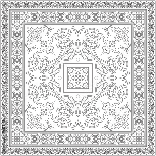 Vector gold with black round Egyptian ornament. Circle, frame, ring of ancient Egypt.Pattern of lotus flowers and sun

