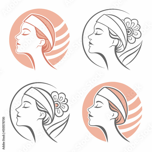 Serene spa women profile beauty wellness logo