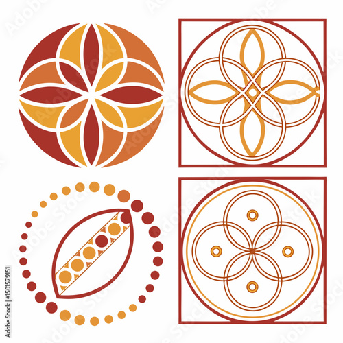 Abstract geometric designs autumnal colors modern art