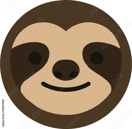Smiling sloth face in a circle