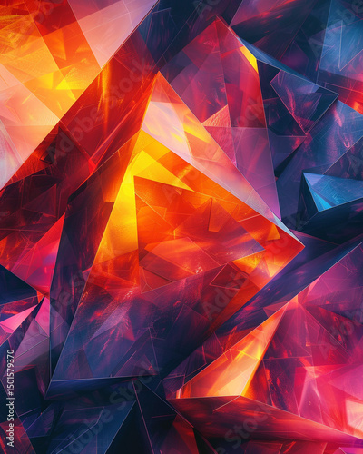 Layered polygon abstract in a print-ready CMYK color scheme for business brochures.