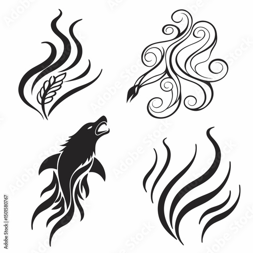 Wallpaper Mural Tribal style wolf head wheat wind design elements Torontodigital.ca