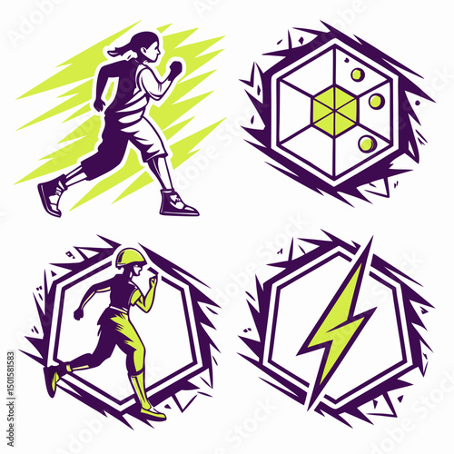 Powerful women athletes running fast energy speed