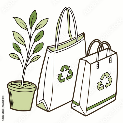 Eco friendly shopping bags plant pot recycle