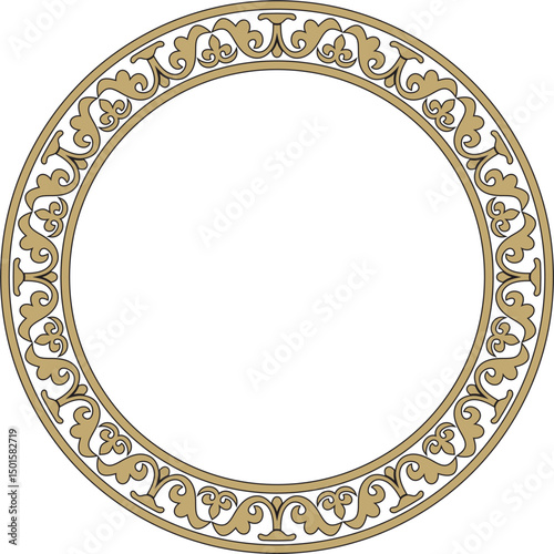 Vector gold and black round classic byzantine ornament. Circle, ring, border, Ancient Greece, Eastern Roman Empire frame. Decoration of the Russian Orthodox Church
