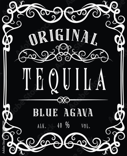 vector image of vintage tequila bottle label