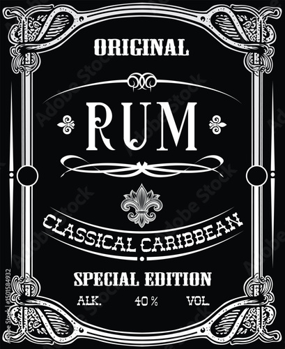 vector image of vintage rum bottle label
