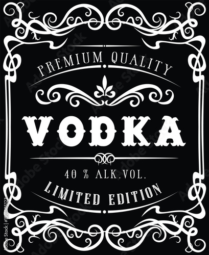 vector image of vintage vodka bottle label