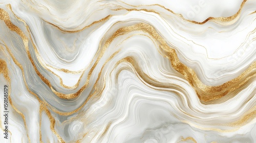Elegant Gold and White Marble Texture Abstract Art