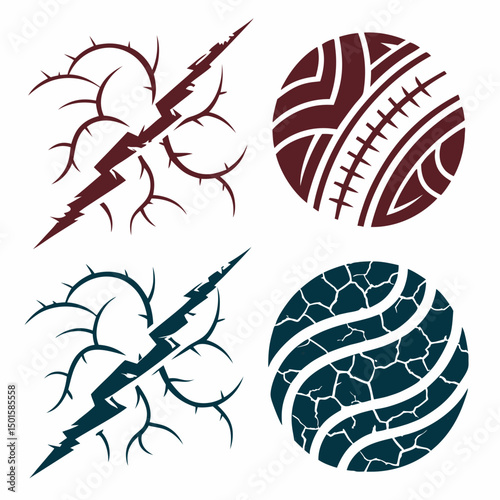Abstract design elements thorns cracks balls