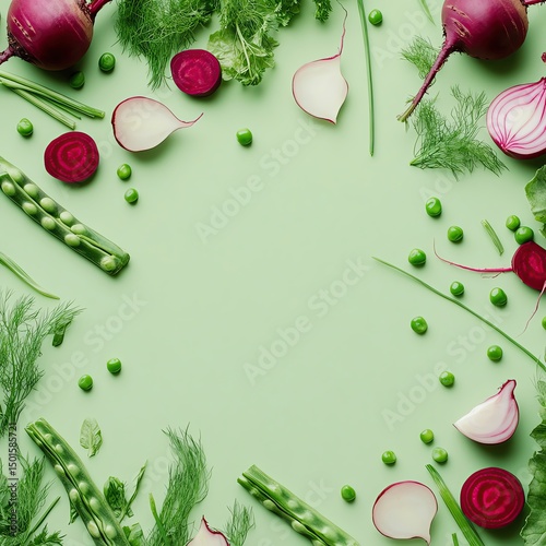 farm-to-table vegetable photography, Fresh colorful organic vegetables flat lay for farming and healthy food concept, showcasing fresh colorful organic vegetables with copy space, styled with fresh co