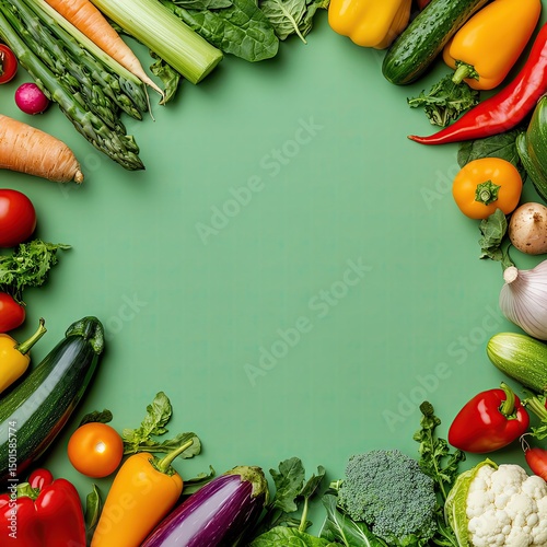 farm-to-table vegetable photography, Fresh colorful organic vegetables flat lay for farming and healthy food concept, showcasing fresh colorful organic vegetables with copy space, styled with fresh co