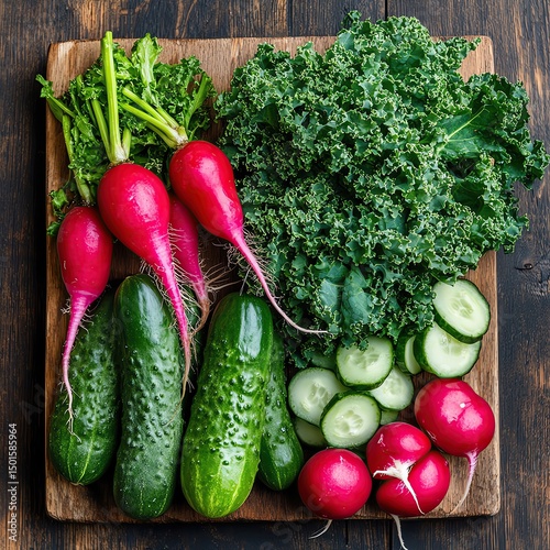 farm-to-table vegetable photography, Fresh colorful organic vegetables flat lay for farming and healthy food concept, showcasing fresh colorful organic vegetables with copy space, styled with fresh co