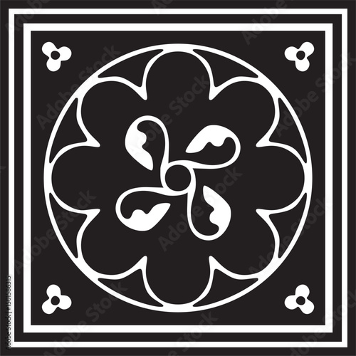 Vector black monochrome ancient Roman ornament elements. Classic European parts of patterns. Lilies and crowns
