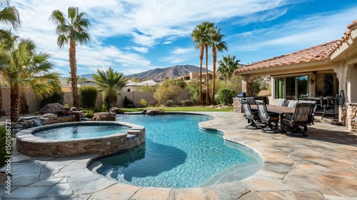 Luxury Backyard Oasis: Resort-Style Pool and Spa with Mountain Views