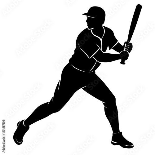 Baseball Player Silhouette Batting Action Pose