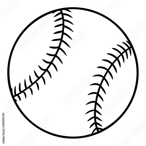 Simple Line Drawing of a Baseball Ball