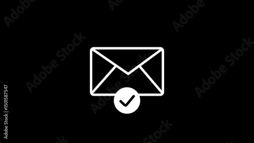 Mail box with check mark.White email box and check mark verified icon animation.