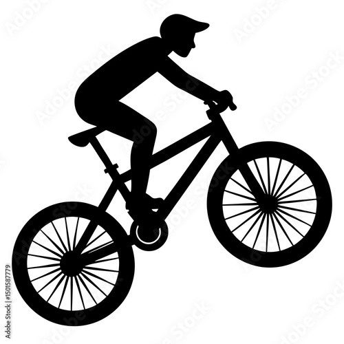 Silhouette of a Mountain Biker in Action