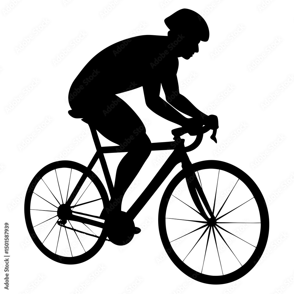 Fototapeta premium Silhouette of Cyclist Riding Road Bicycle