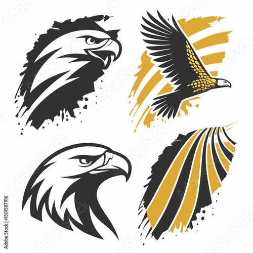 Professional eagle head and flight designs, transparent png