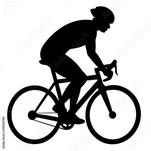 Silhouette of Cyclist Riding Road Bicycle